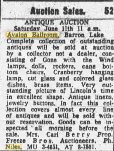 Avalon Ballroom at Barron Lake - 10 Jun 1960 Article (newer photo)